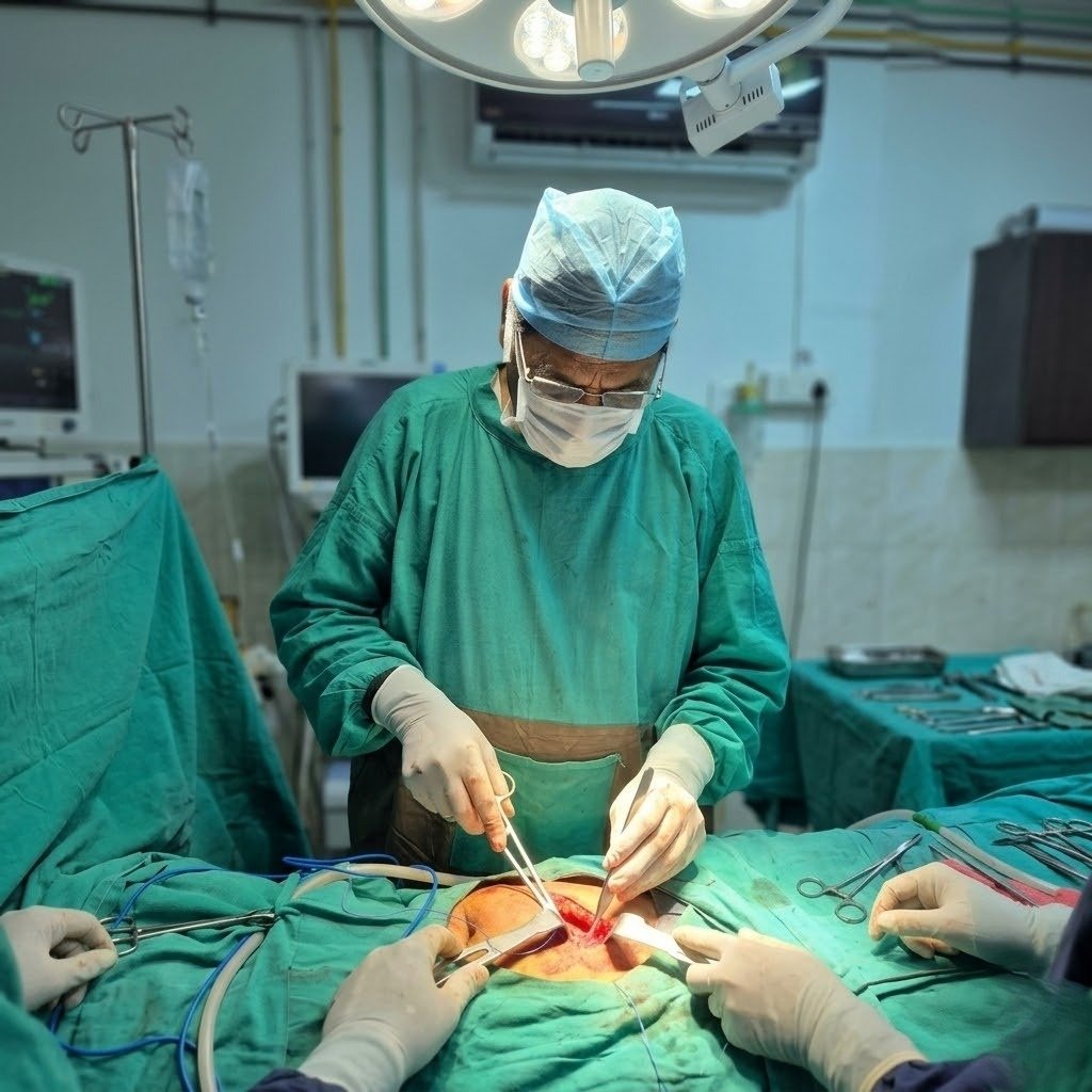 Surgery in progress in modular OT